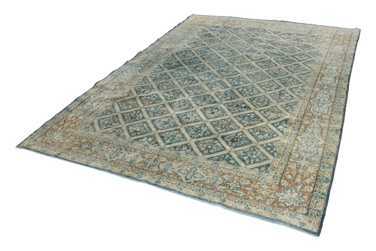 7x10 Blue and Beige Persian Rug