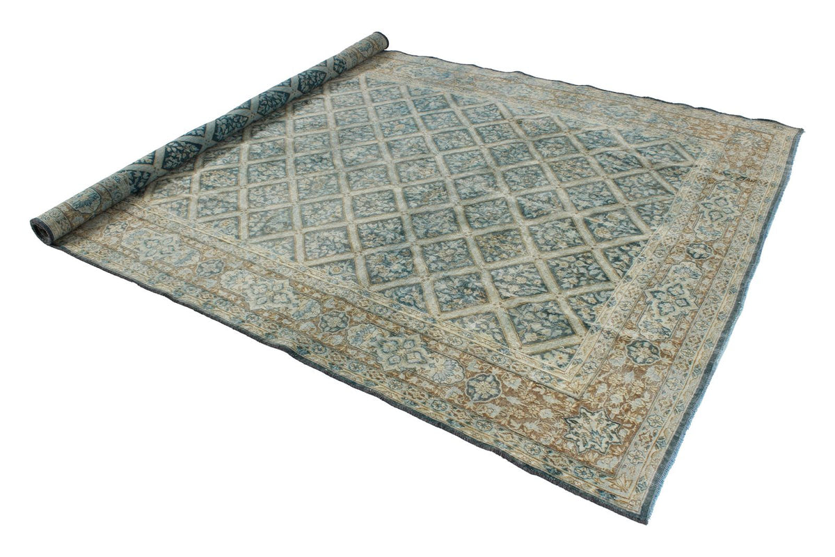 7x10 Blue and Beige Persian Rug