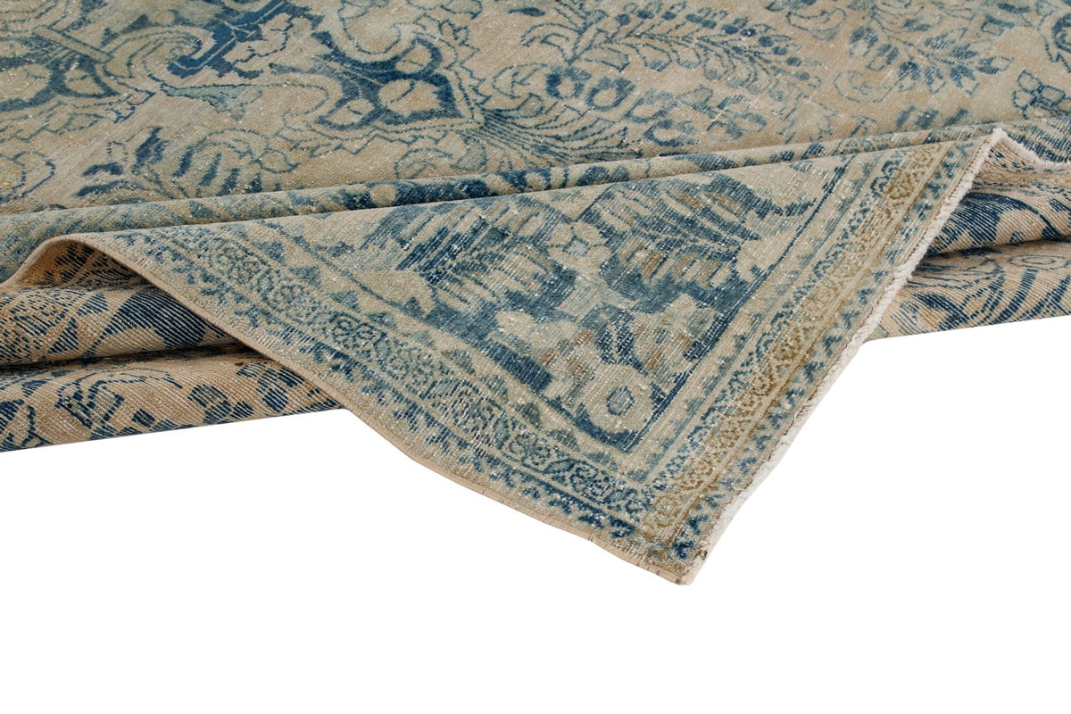 7x10 Beige and Blue Persian Traditional Rug