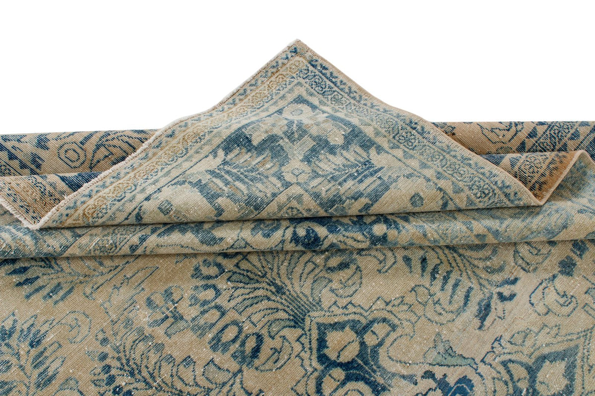7x10 Beige and Blue Persian Traditional Rug