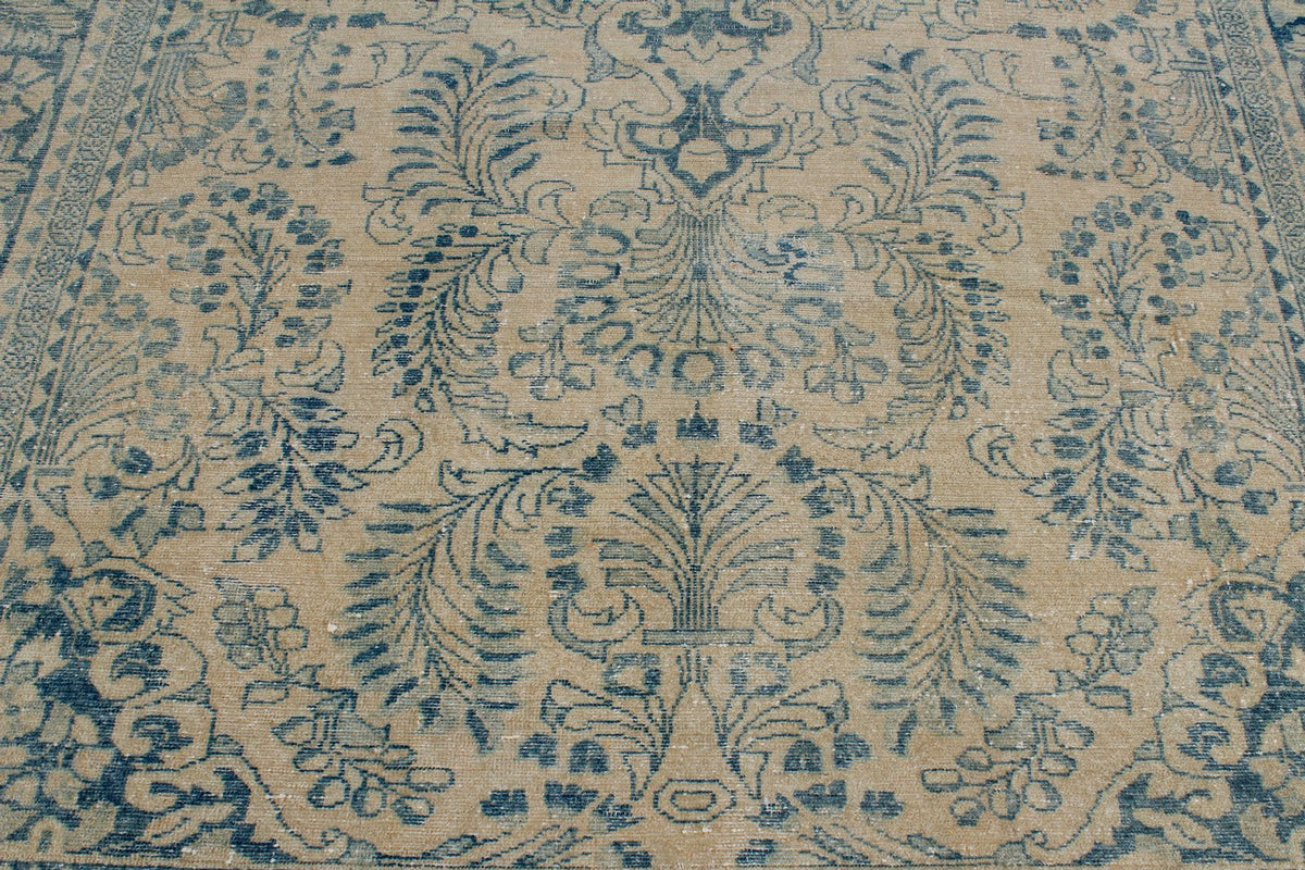 7x10 Beige and Blue Persian Traditional Rug