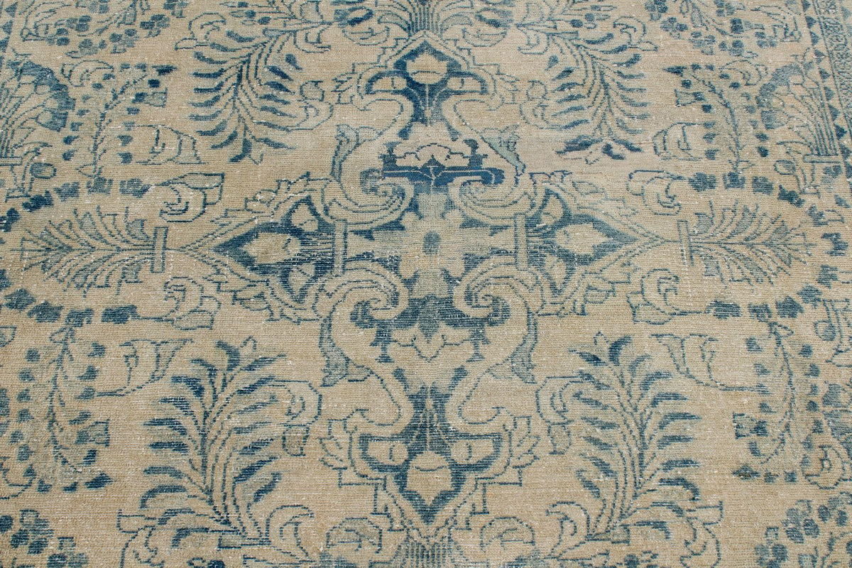 7x10 Beige and Blue Persian Traditional Rug