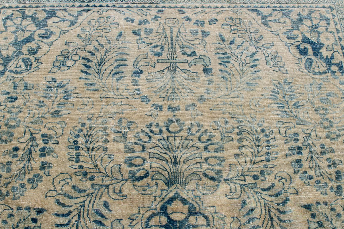7x10 Beige and Blue Persian Traditional Rug