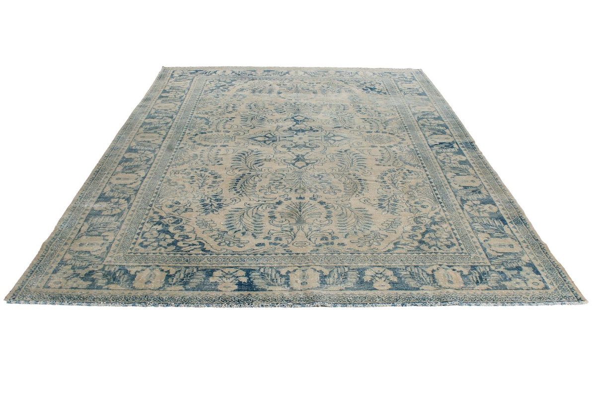 7x10 Beige and Blue Persian Traditional Rug