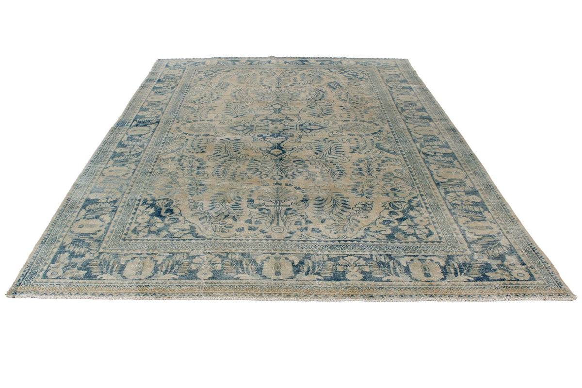 7x10 Beige and Blue Persian Traditional Rug