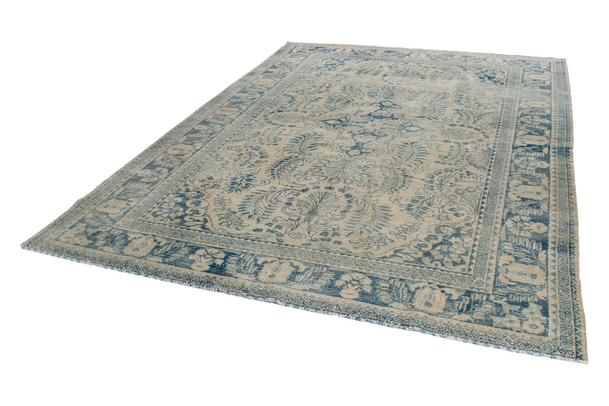 7x10 Beige and Blue Persian Traditional Rug