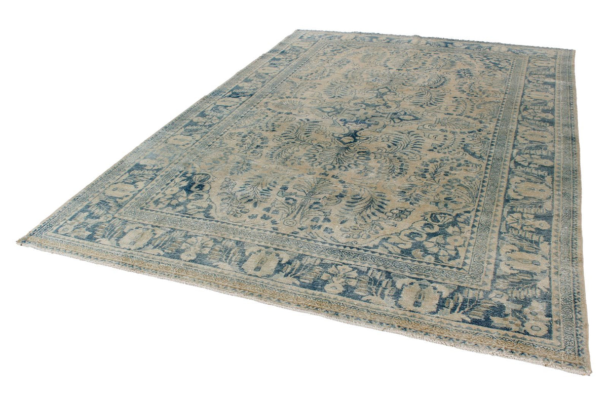7x10 Beige and Blue Persian Traditional Rug