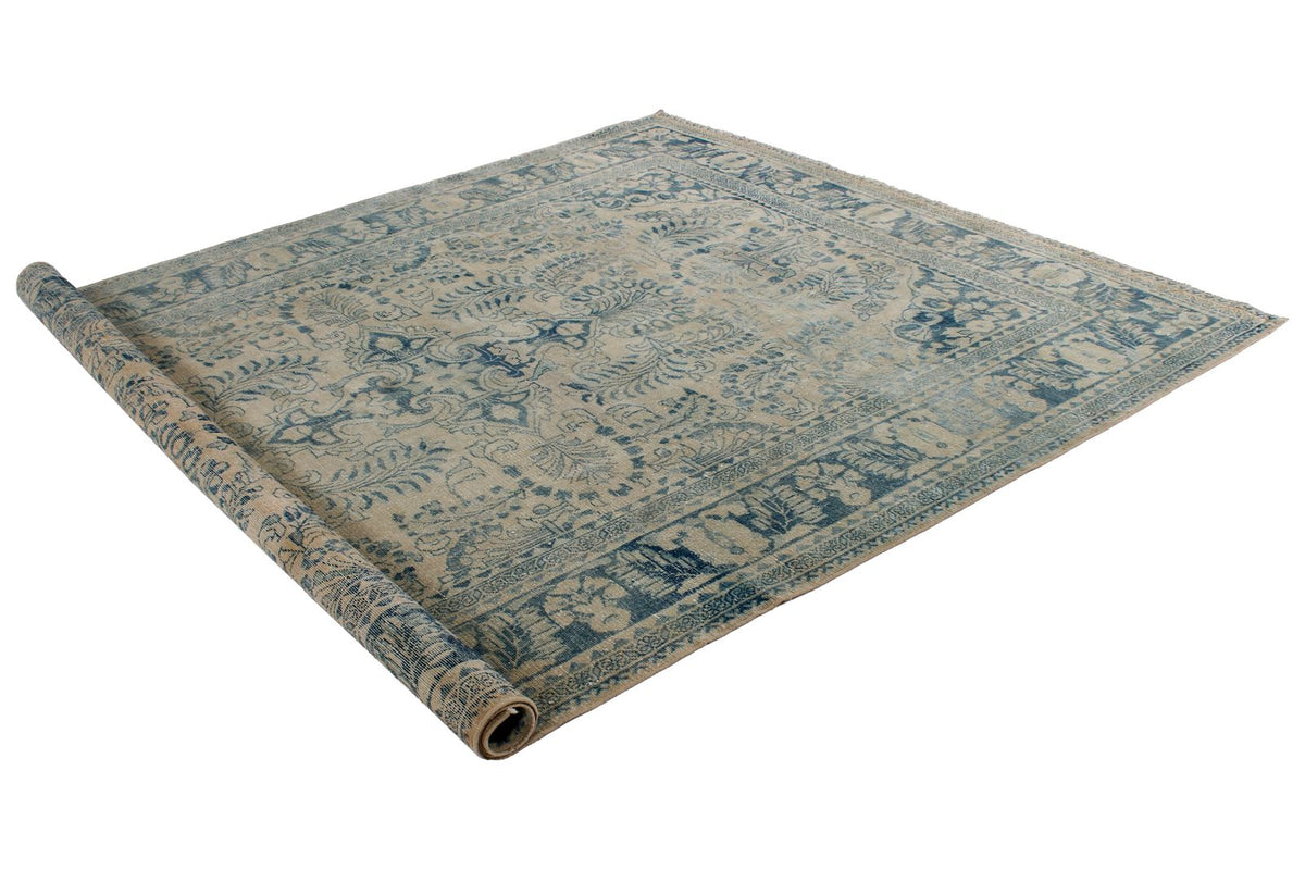 7x10 Beige and Blue Persian Traditional Rug