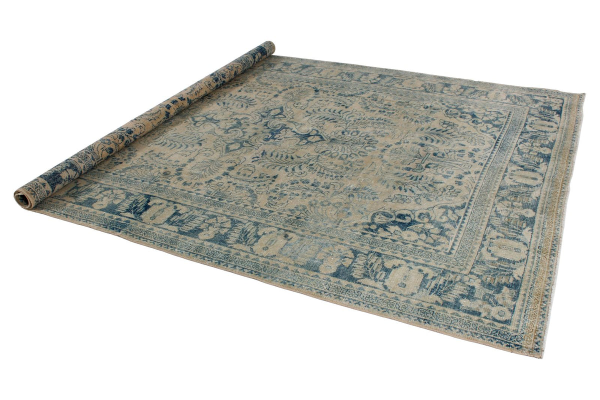 7x10 Beige and Blue Persian Traditional Rug