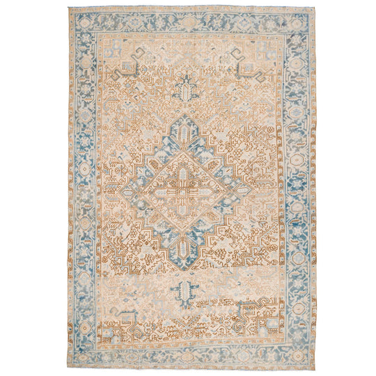 7x10 Beige and Blue Persian Rug