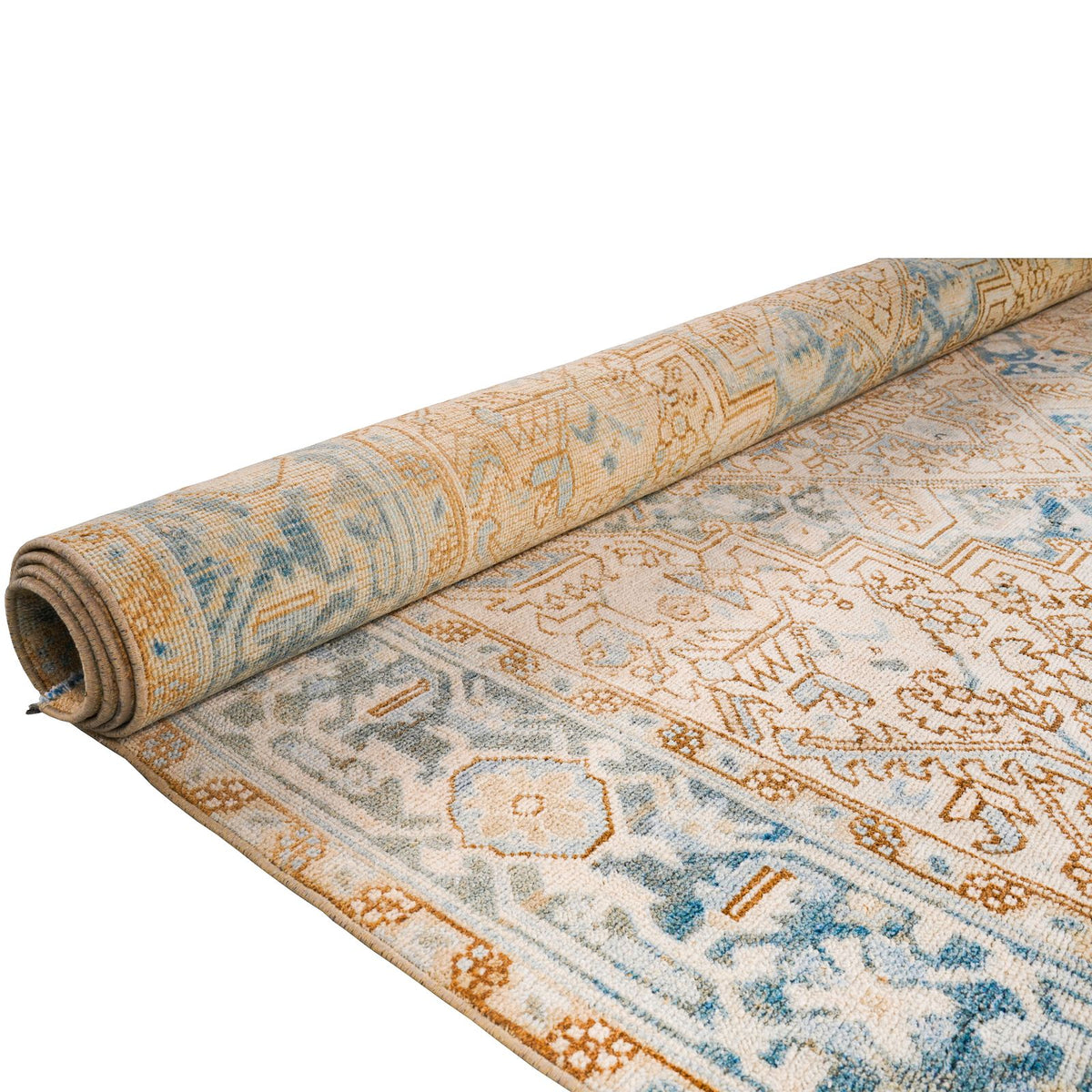 7x10 Beige and Blue Persian Rug
