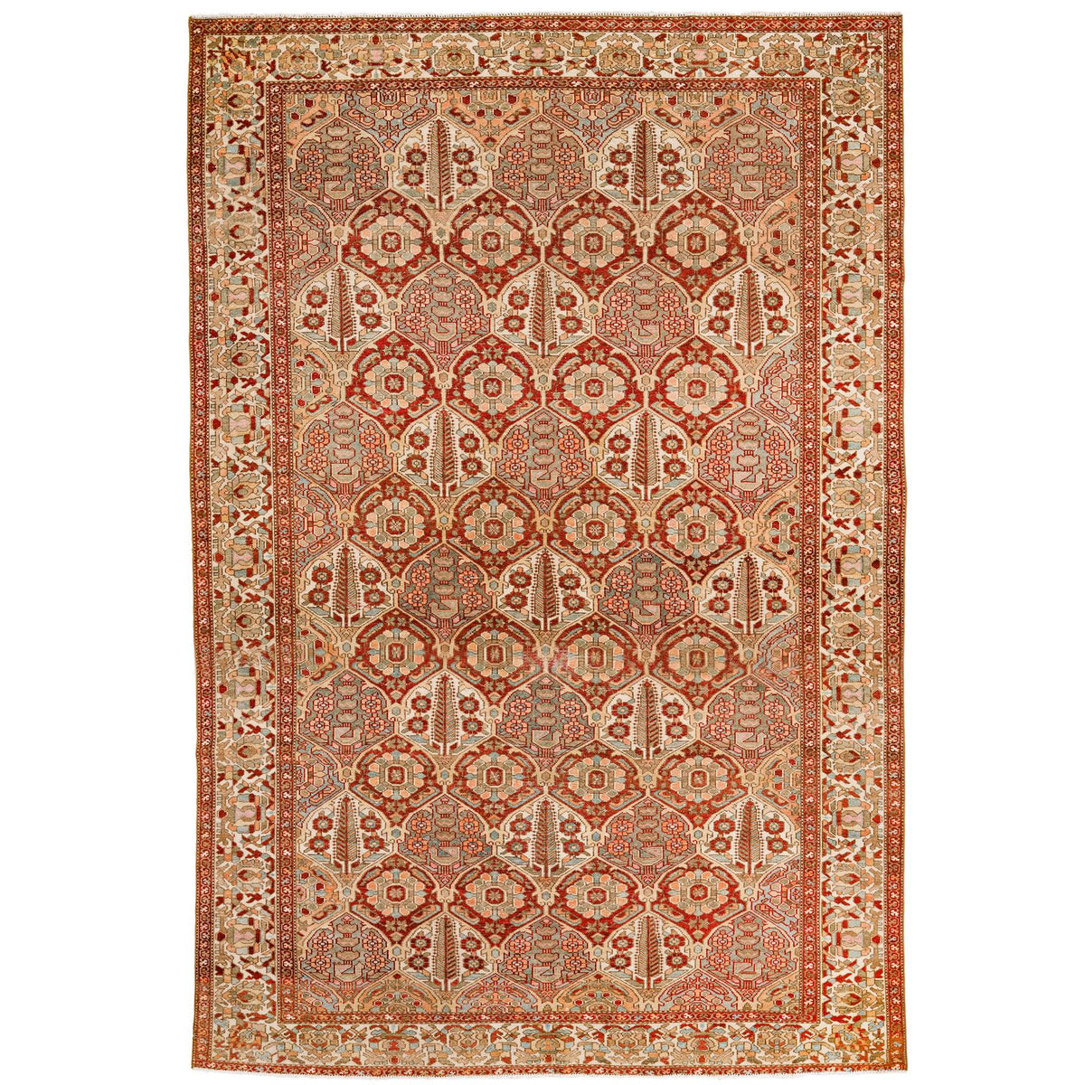7x10 Red and Beige Persian Rug