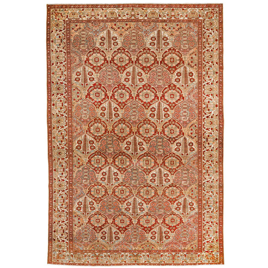 7x10 Red and Beige Persian Rug