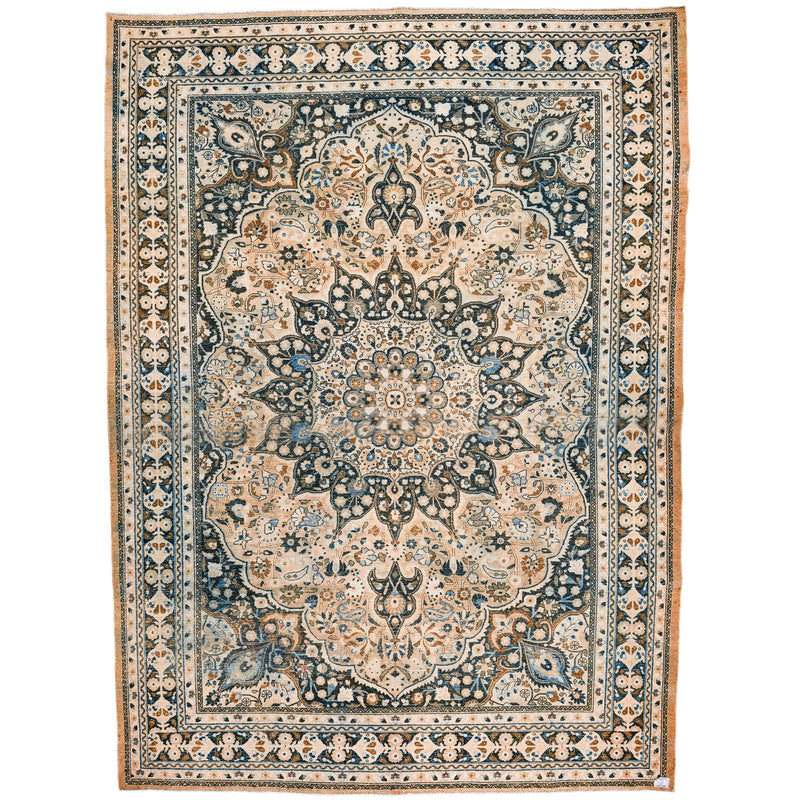 9x12 Beige and Navy Persian Rug