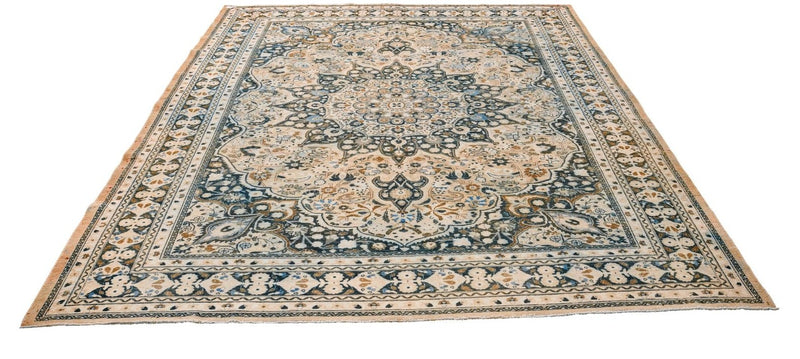 9x12 Beige and Navy Persian Rug