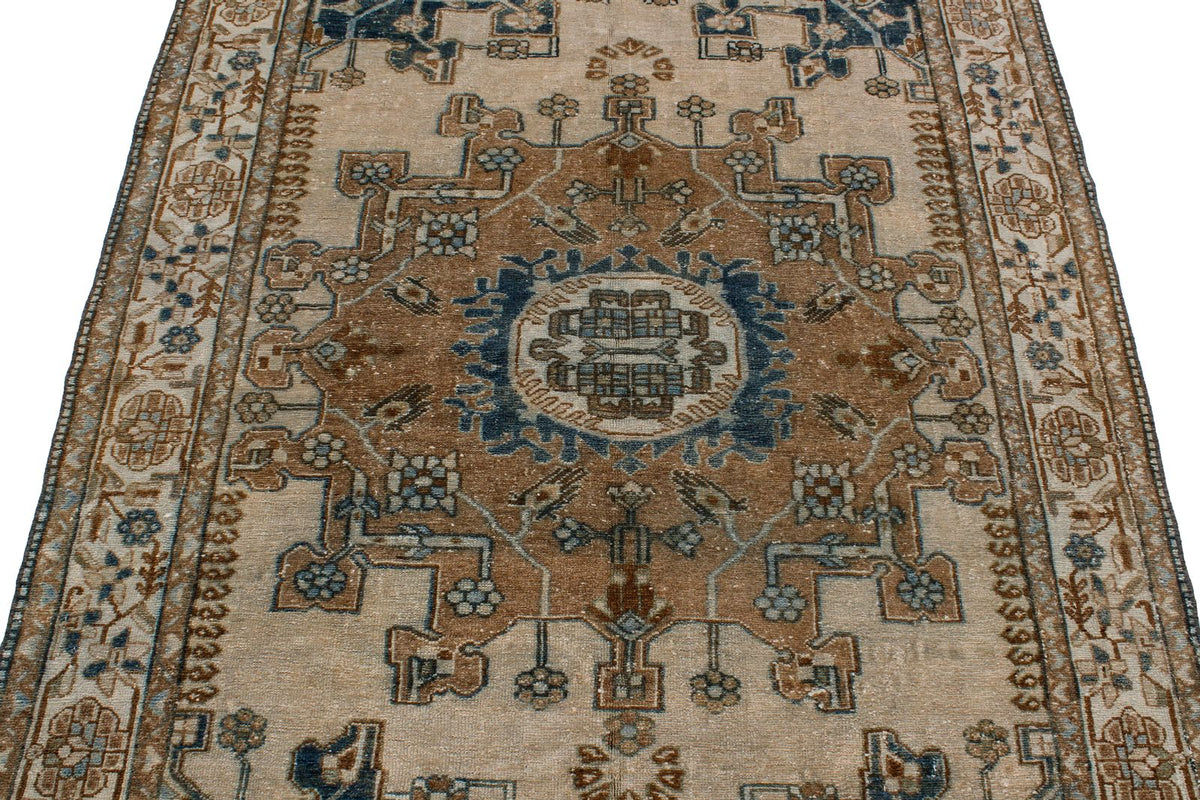 4x7 Beige and Blue Persian Rug