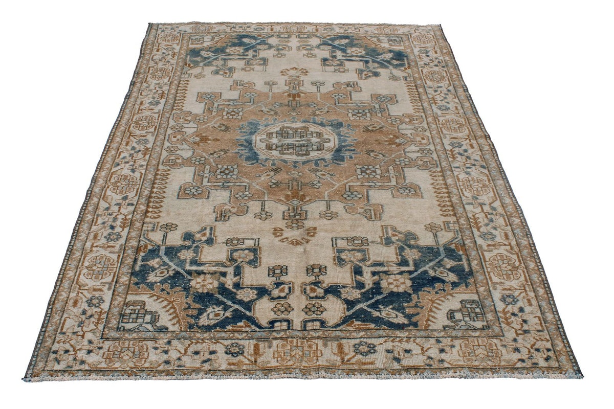 4x7 Beige and Blue Persian Rug