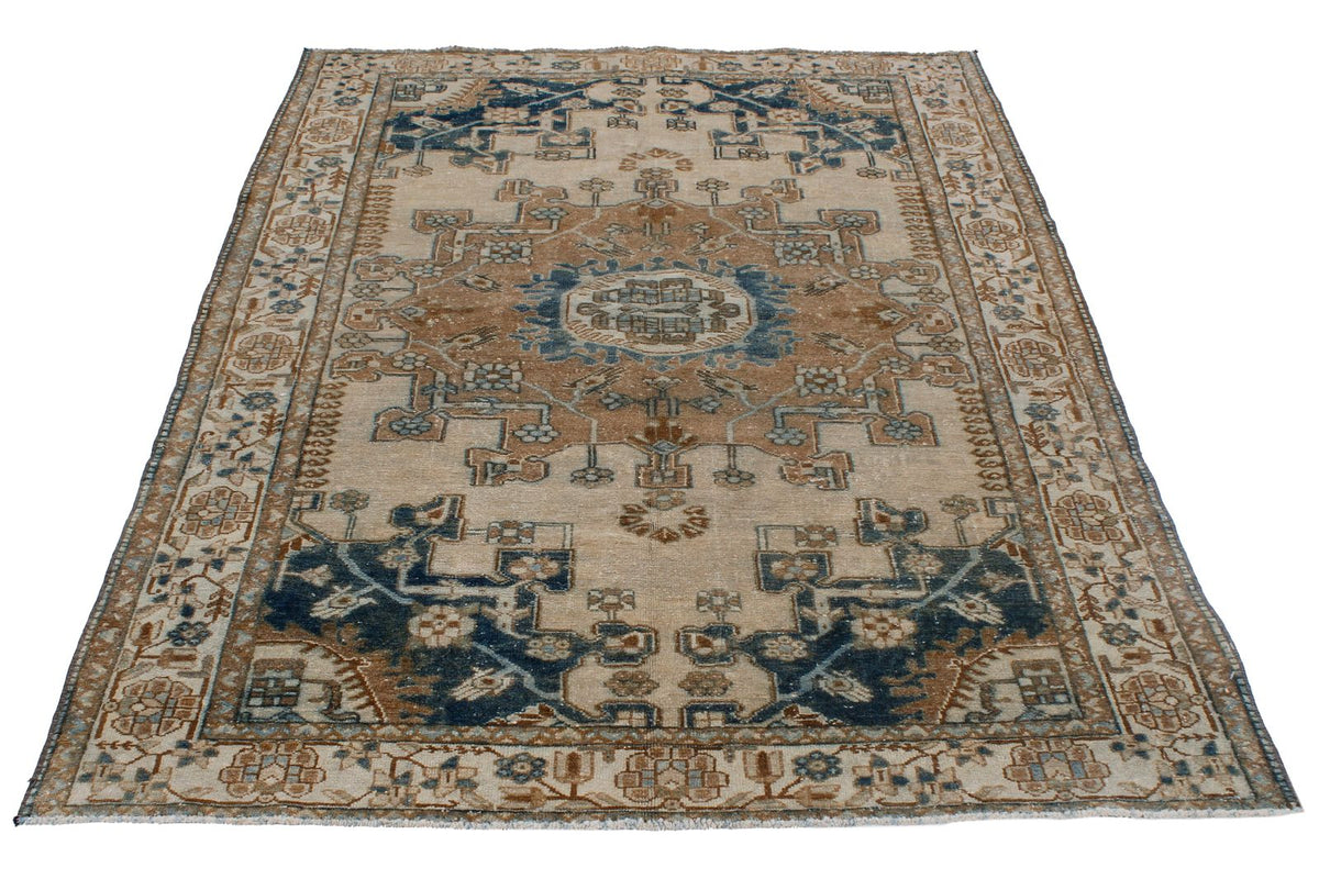 4x7 Beige and Blue Persian Rug