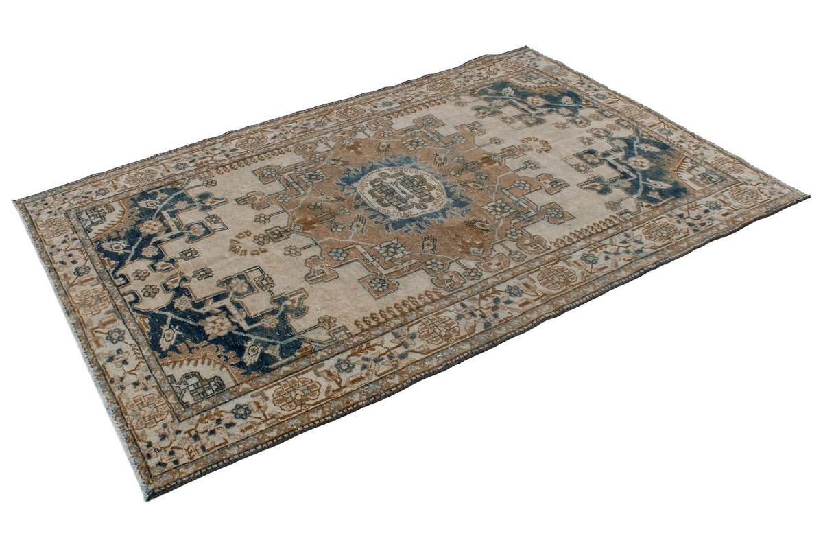 4x7 Beige and Blue Persian Rug