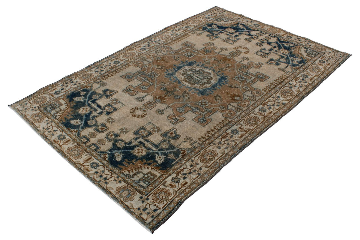 4x7 Beige and Blue Persian Rug