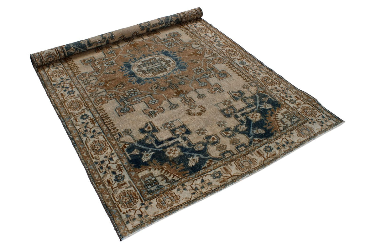 4x7 Beige and Blue Persian Rug