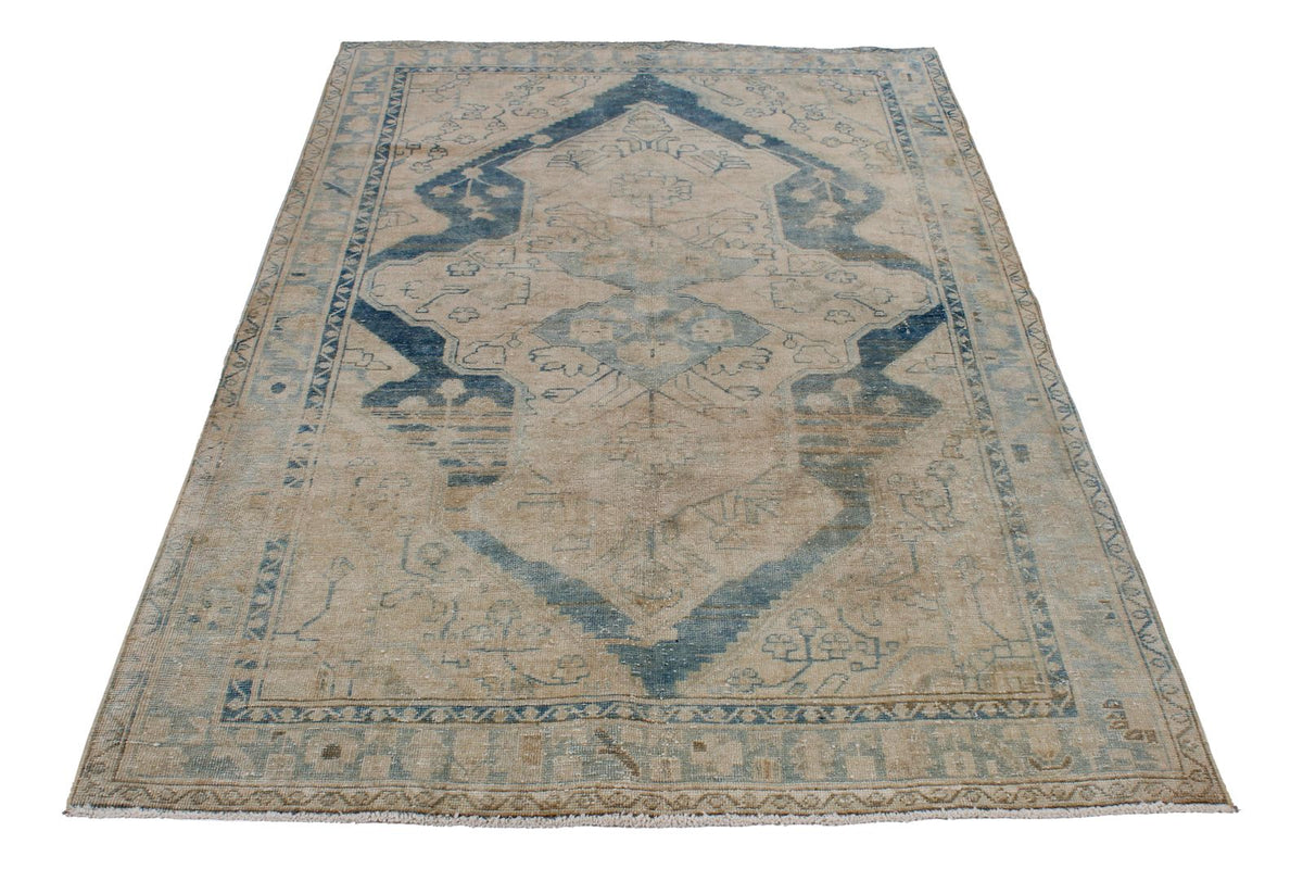 4x7 Beige and Blue Persian Traditional Rug