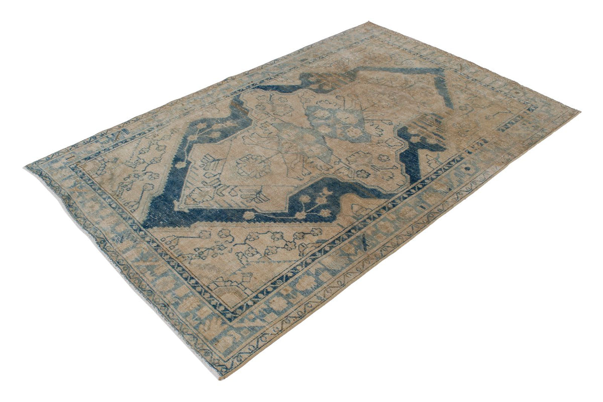 4x7 Beige and Blue Persian Traditional Rug