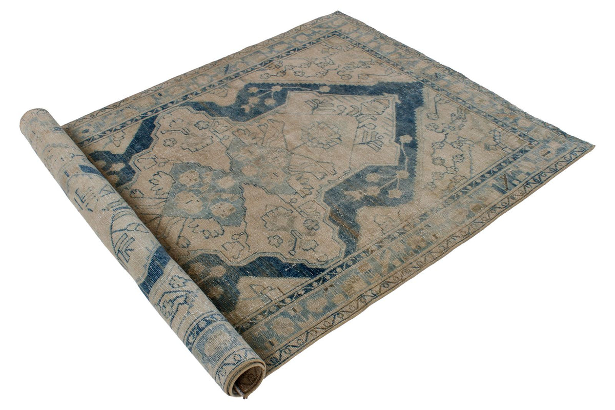 4x7 Beige and Blue Persian Traditional Rug