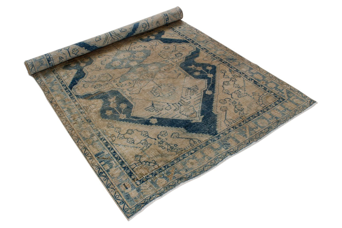 4x7 Beige and Blue Persian Traditional Rug