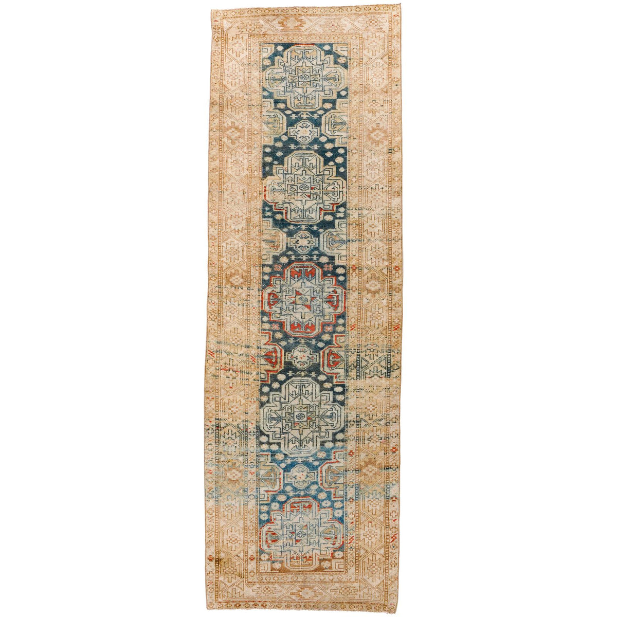 3x11 Beige and Blue Persian Tribal Runner