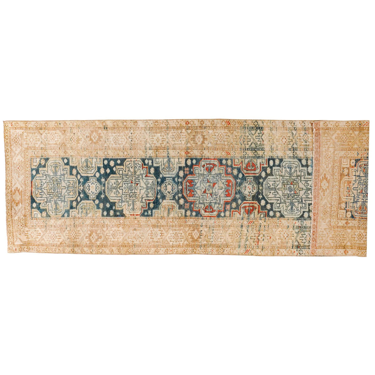 3x11 Beige and Blue Persian Tribal Runner