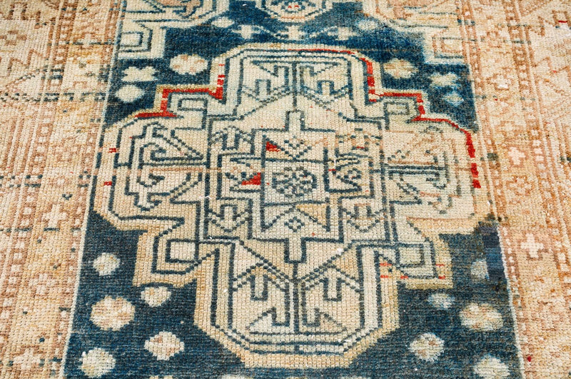 3x11 Beige and Blue Persian Tribal Runner