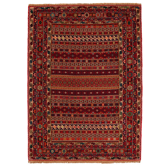 5x7 Red Turkish Patchwork Rug