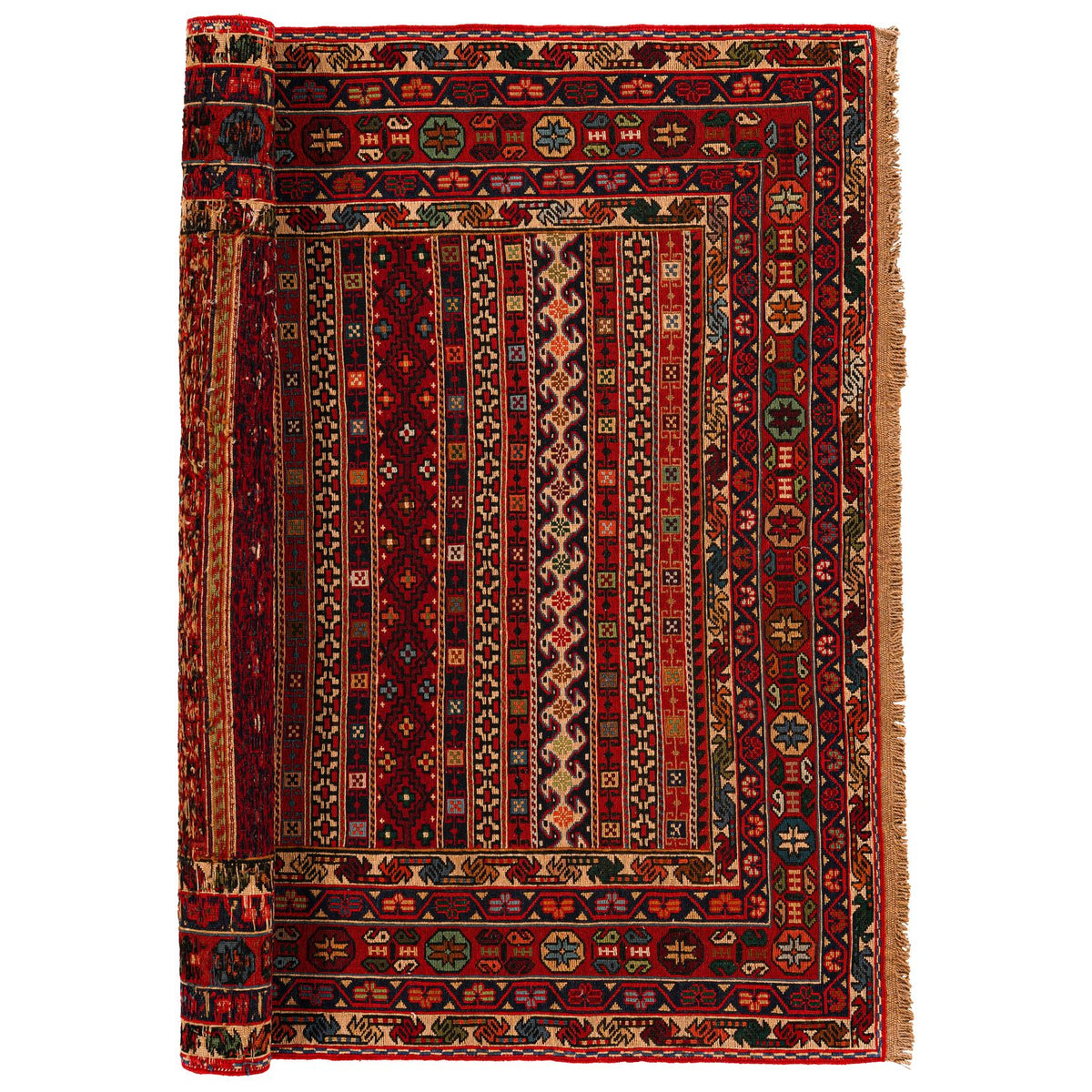 5x7 Red Turkish Patchwork Rug