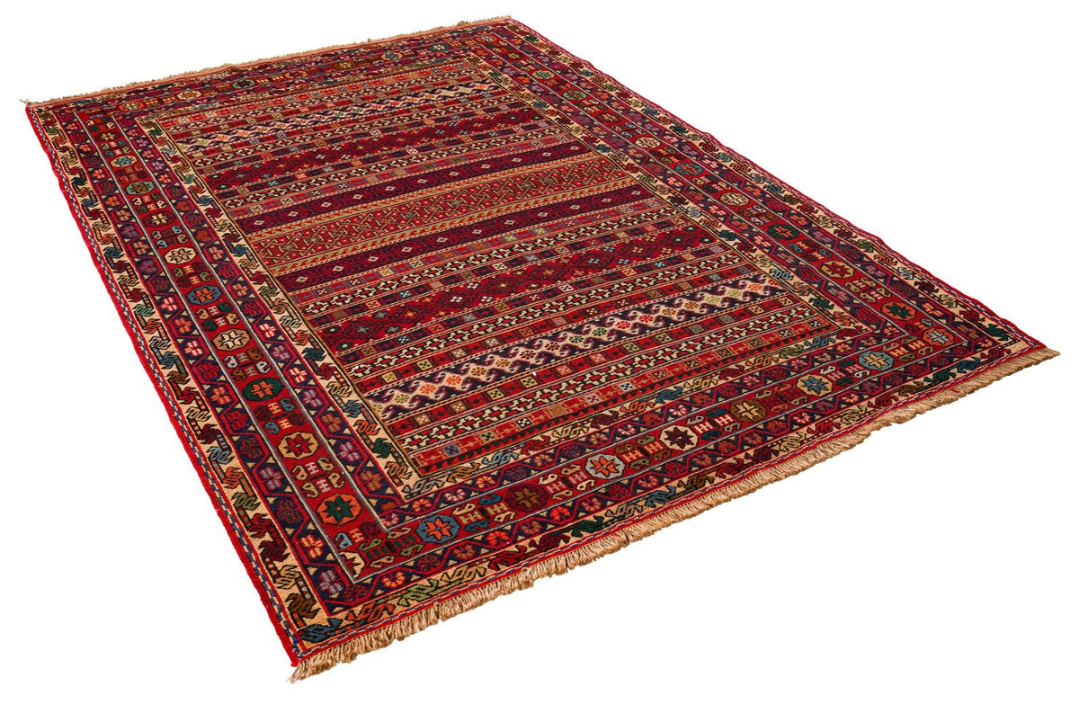 5x7 Red Turkish Patchwork Rug