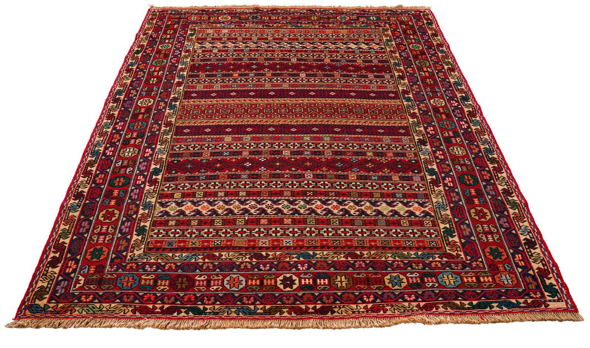 5x7 Red Turkish Patchwork Rug