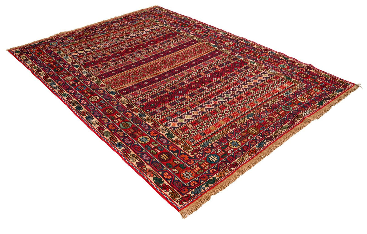 5x7 Red Turkish Patchwork Rug
