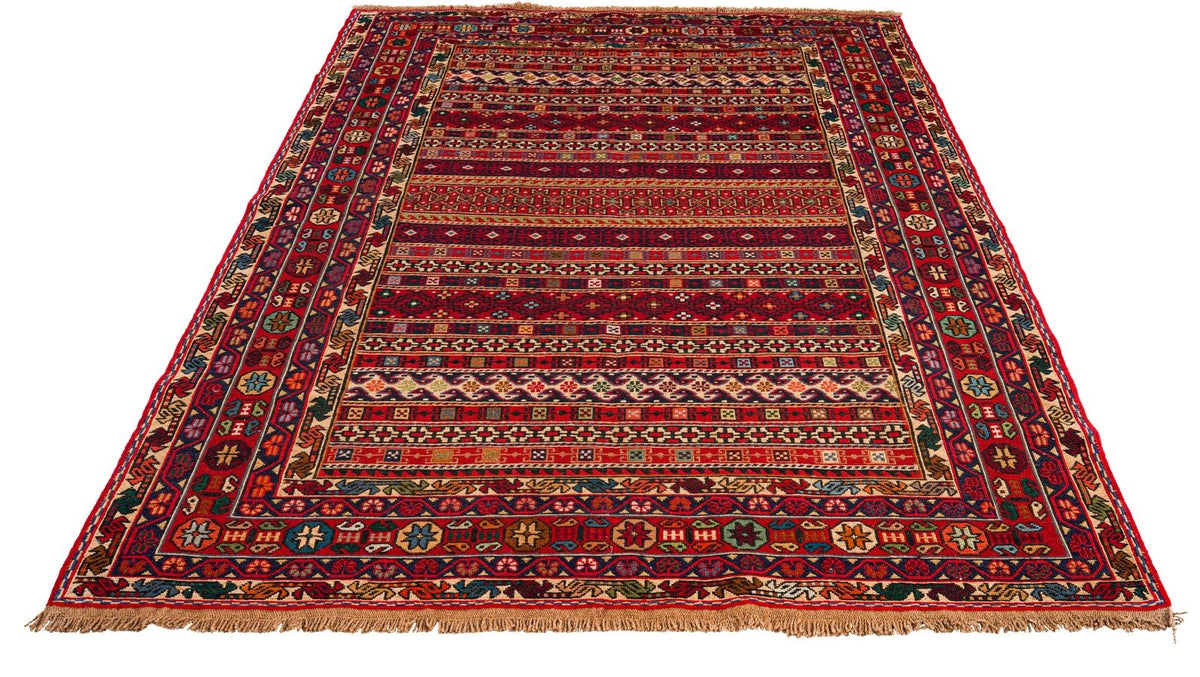 5x7 Red Turkish Patchwork Rug