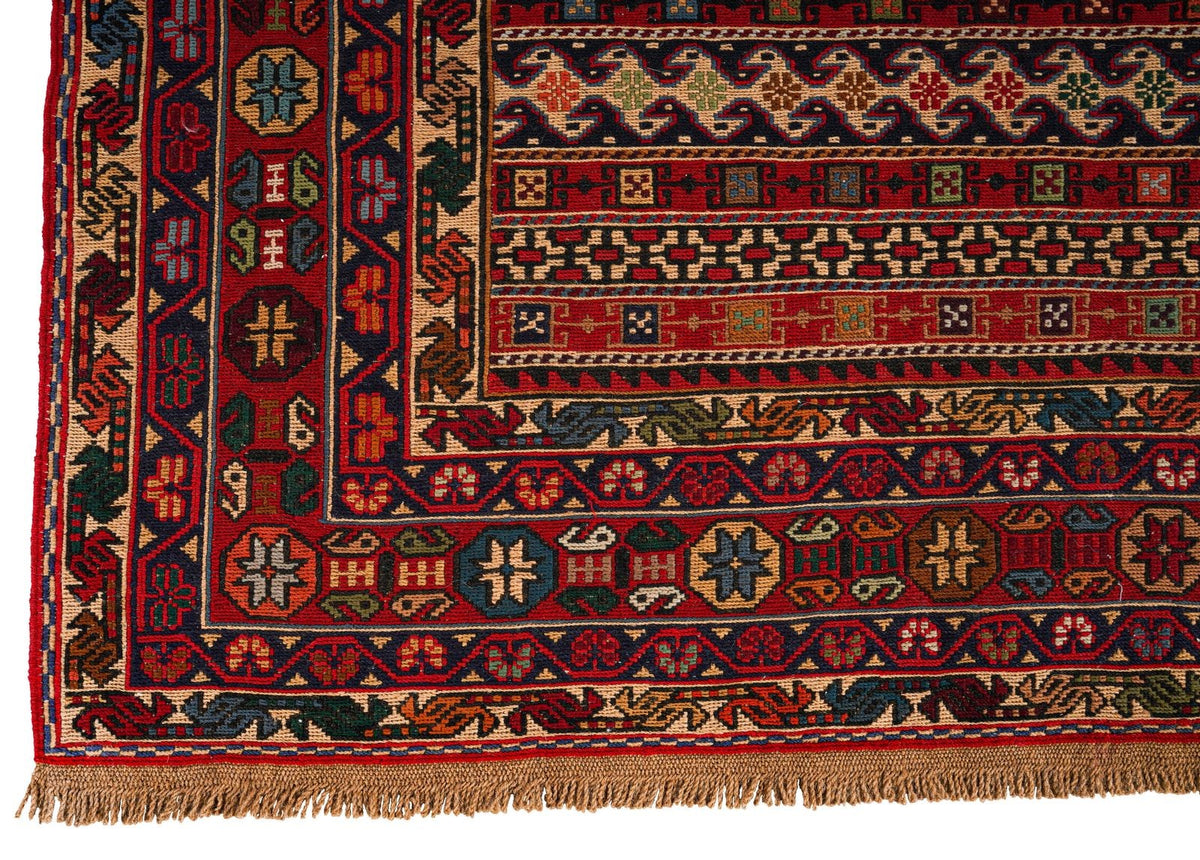 5x7 Red Turkish Patchwork Rug