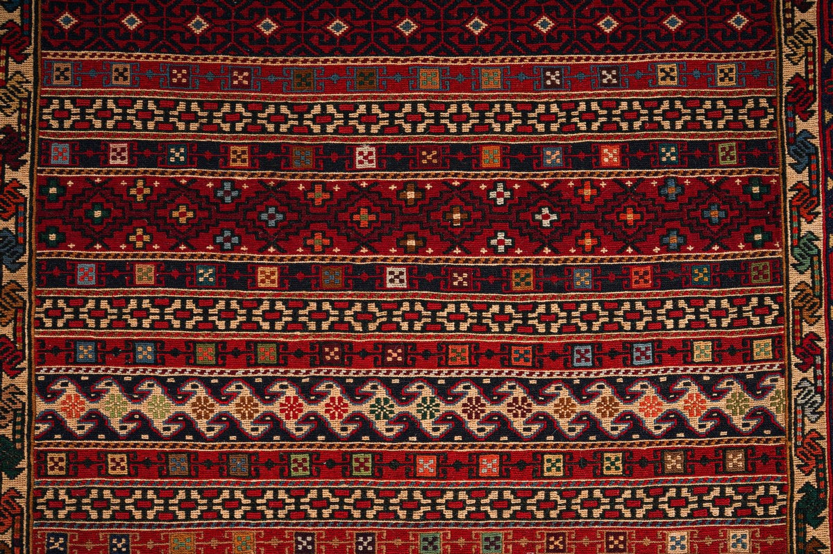 5x7 Red Turkish Patchwork Rug