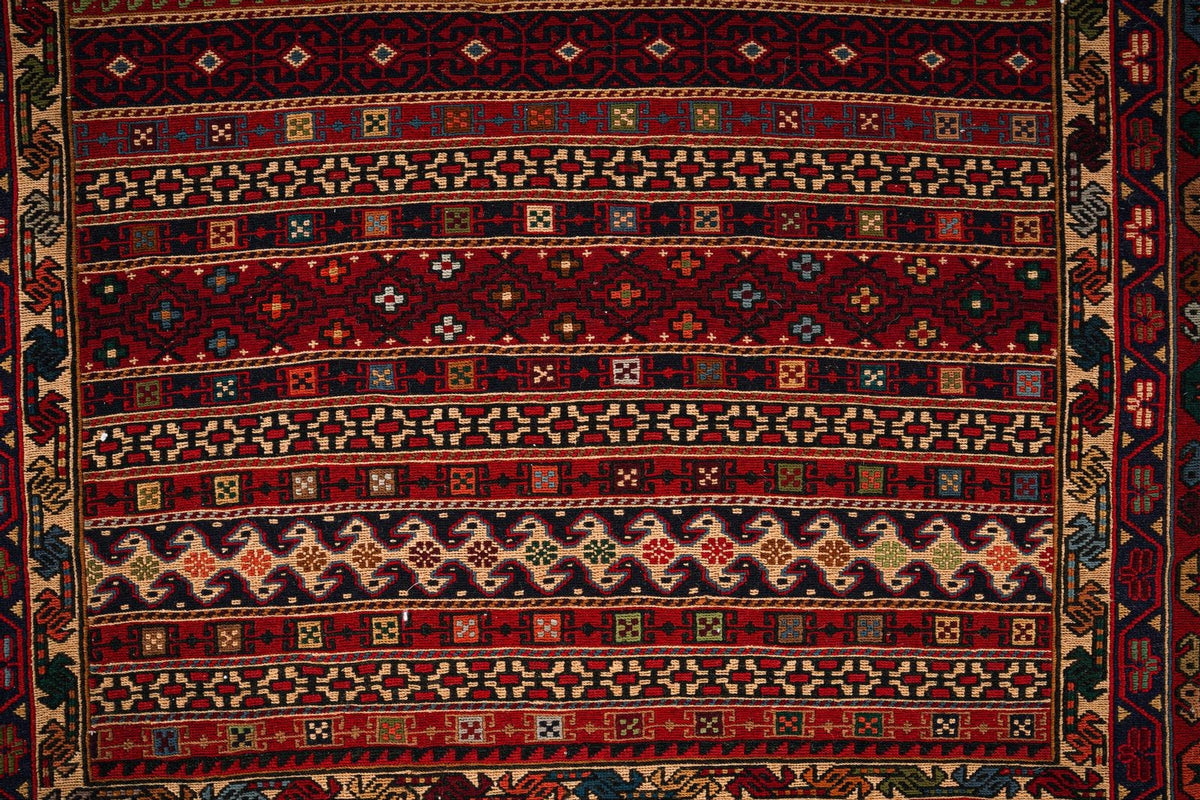 5x7 Red Turkish Patchwork Rug