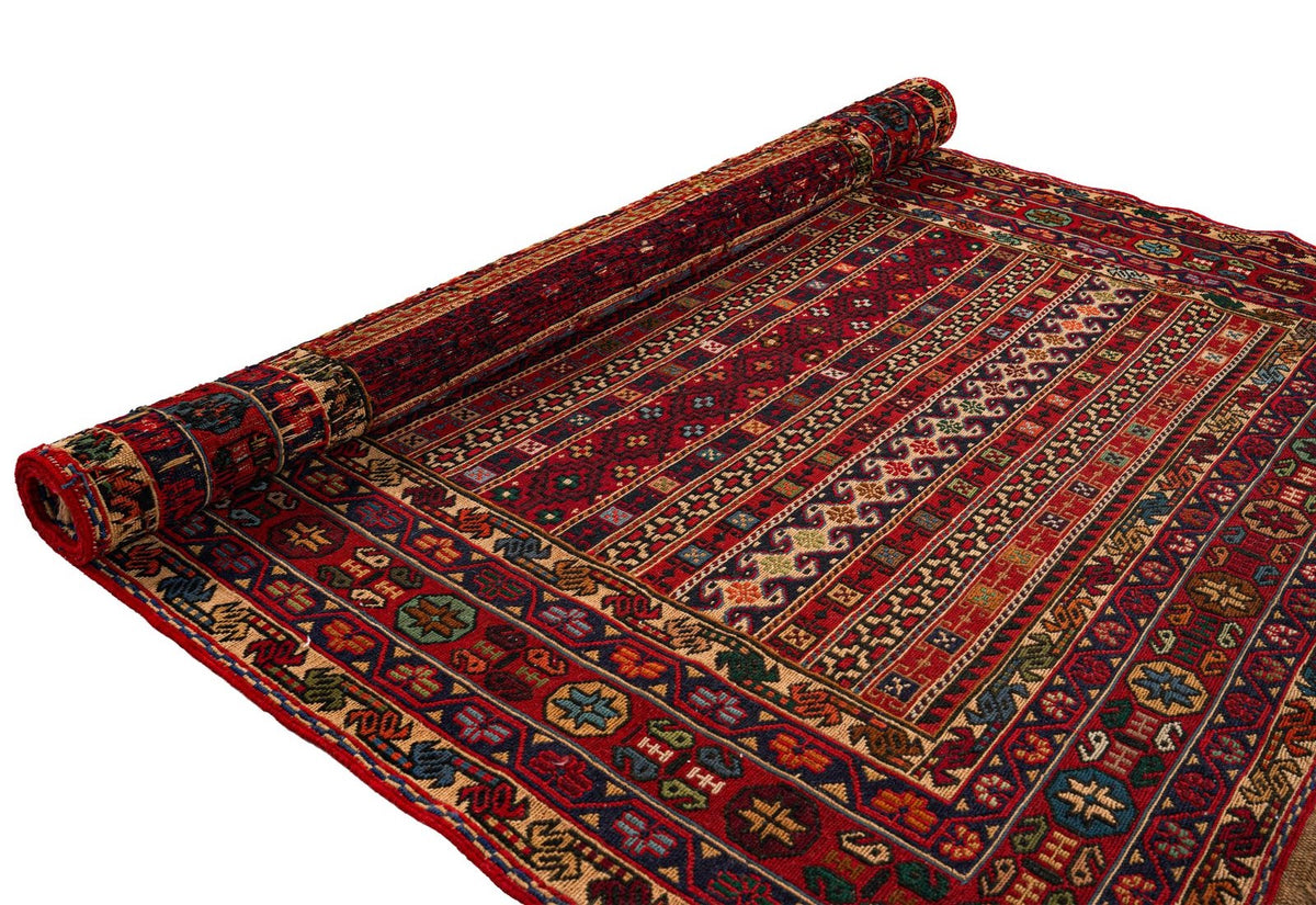 5x7 Red Turkish Patchwork Rug