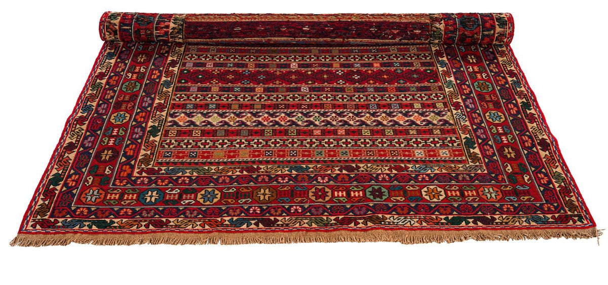 5x7 Red Turkish Patchwork Rug