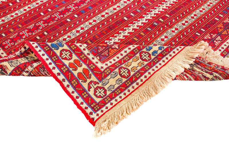 5x8 Red and Beige Turkish Patchwork Rug