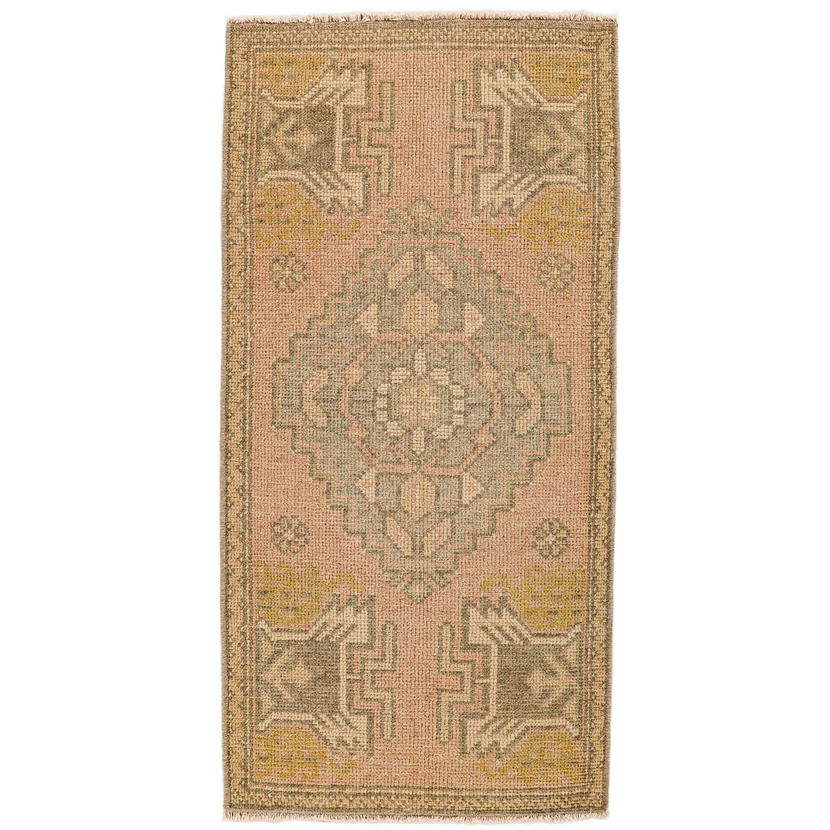 2x3 Pink and Brown Turkish Tribal Rug