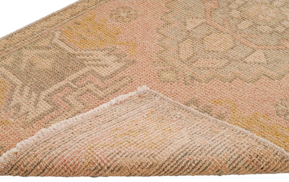 2x3 Pink and Brown Turkish Tribal Rug