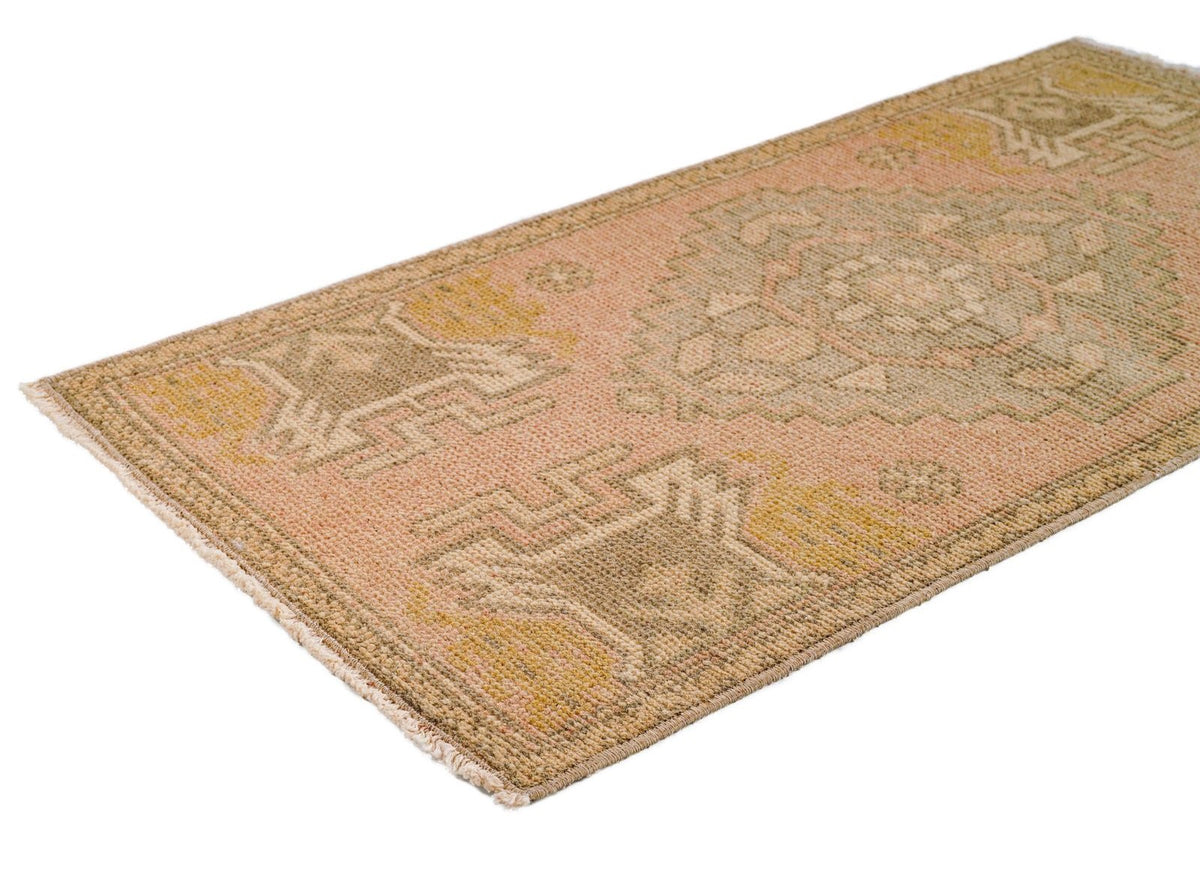 2x3 Pink and Brown Turkish Tribal Rug