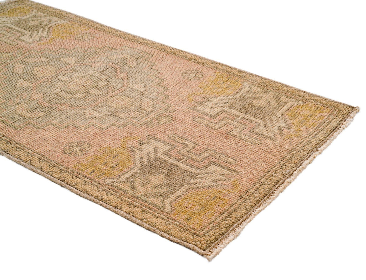 2x3 Pink and Brown Turkish Tribal Rug