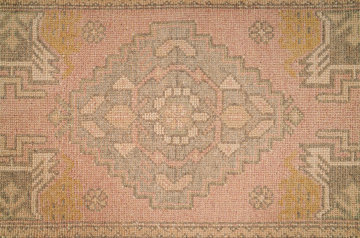 2x3 Pink and Brown Turkish Tribal Rug