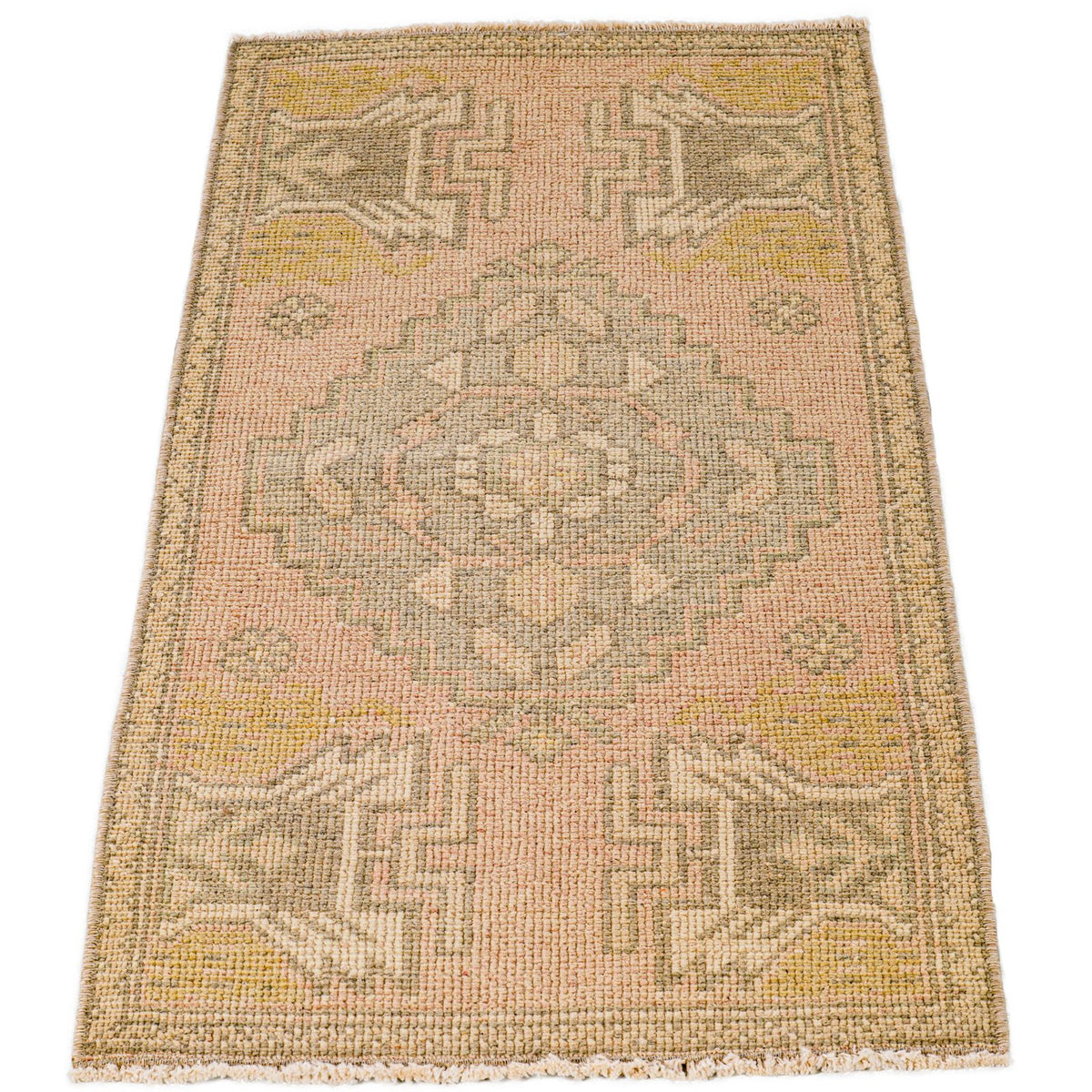2x3 Pink and Brown Turkish Tribal Rug